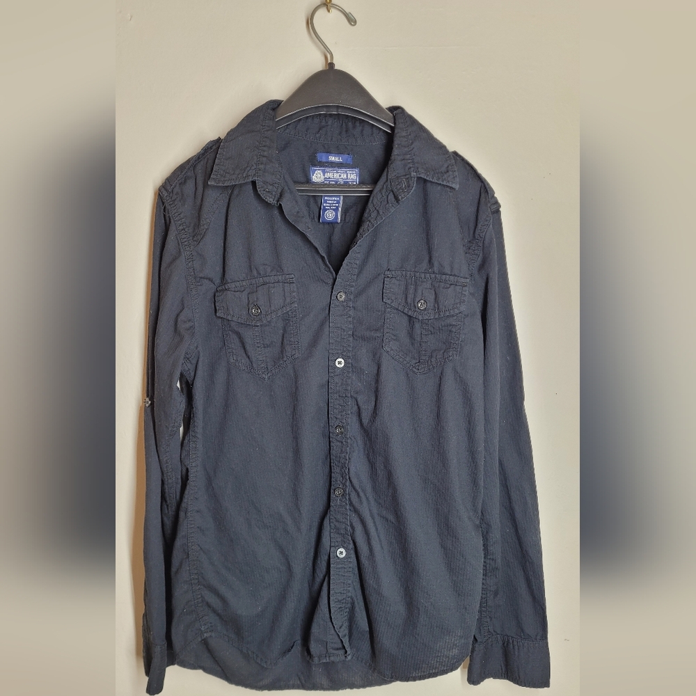 Mens small American Rag Black collared dress shirt